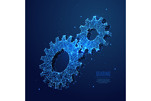 Two Gears low poly blue