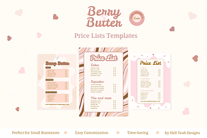 Bakery Price Lists Templates, a Marketing Template by Hell Yeah Designs