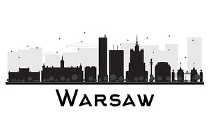 Warsaw City Skyline Silhouette