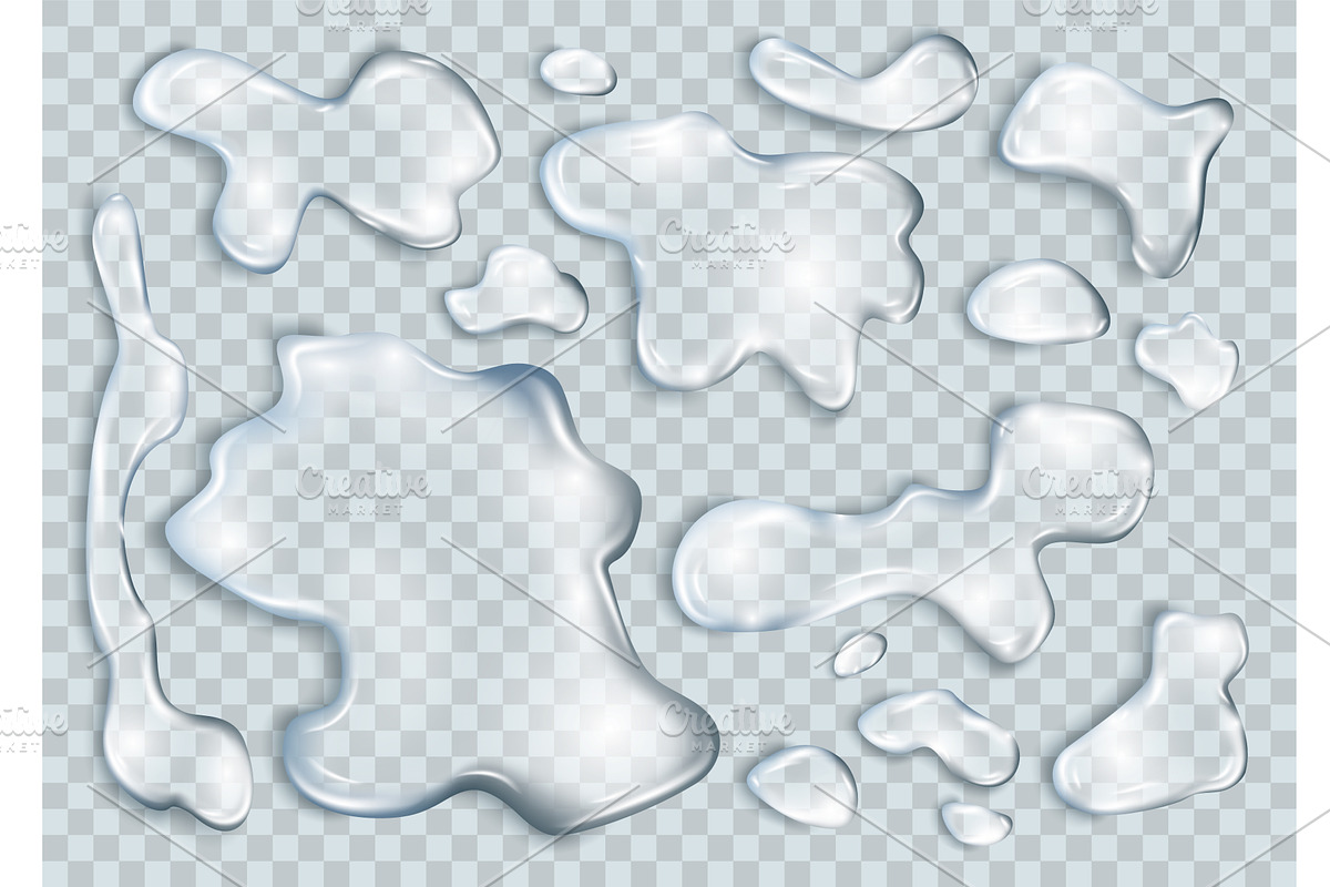 Water spill puddles set. Blue, an Object Illustration by Things for designers