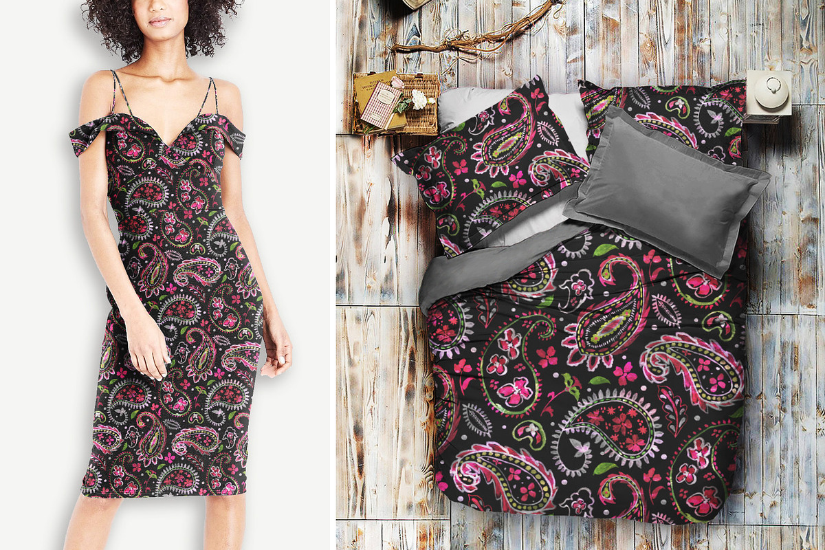Neon Bohemian Paisley Pattern, a Pattern Graphic by Gullenda (Photo 4 of 6)