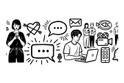 Modern Communication Icon Set, an Illustration by designvectx (Thumbnail 2 of 3)