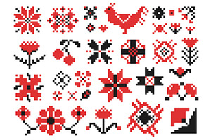Ukrainian embroidery elements, an Illustration by winwin.art