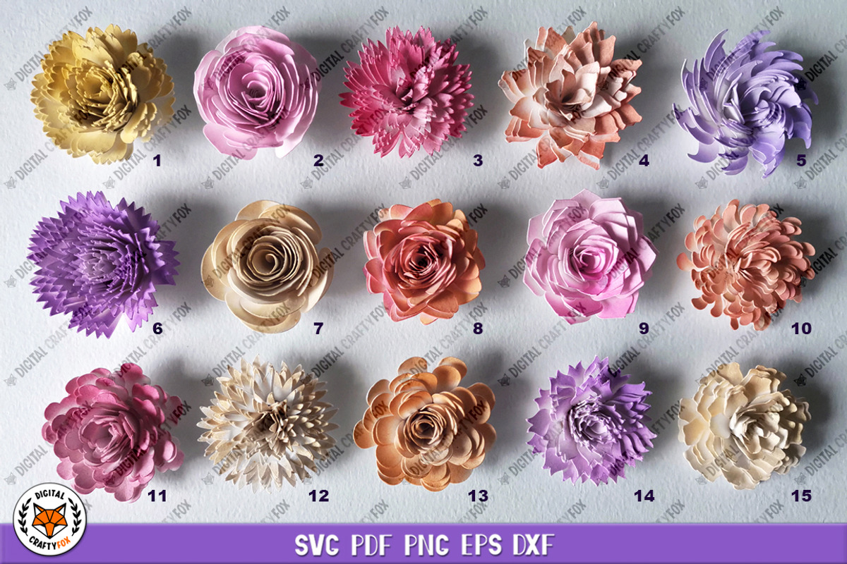 3D Rolled Paper Flowers SVG, a Graphic by Digital_Craftyfox (Photo 7 of 11)