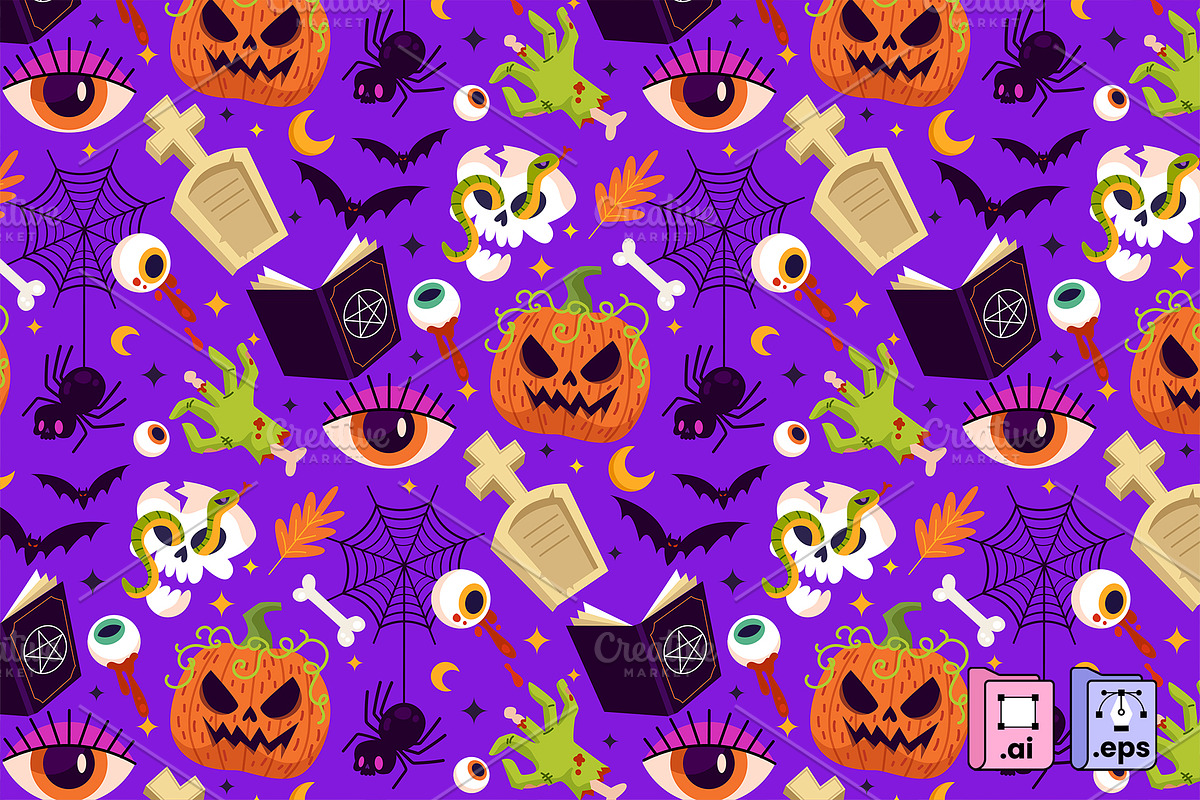 Flat Halloween Season Pattern, a Pattern Graphic by MISS CHATZ (Photo 2 of 3)