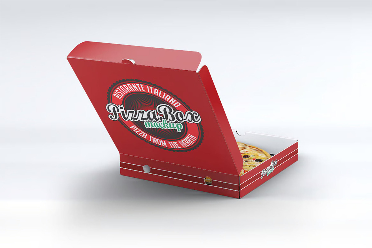 Pizza Box Mock-Up, a Packaging Mockup by DesignRushMarket (Photo 1 of 6)
