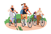 Happy people cycling on bicycles set, a Transportation Illustration by Good Studio (Thumbnail 5 of 11)