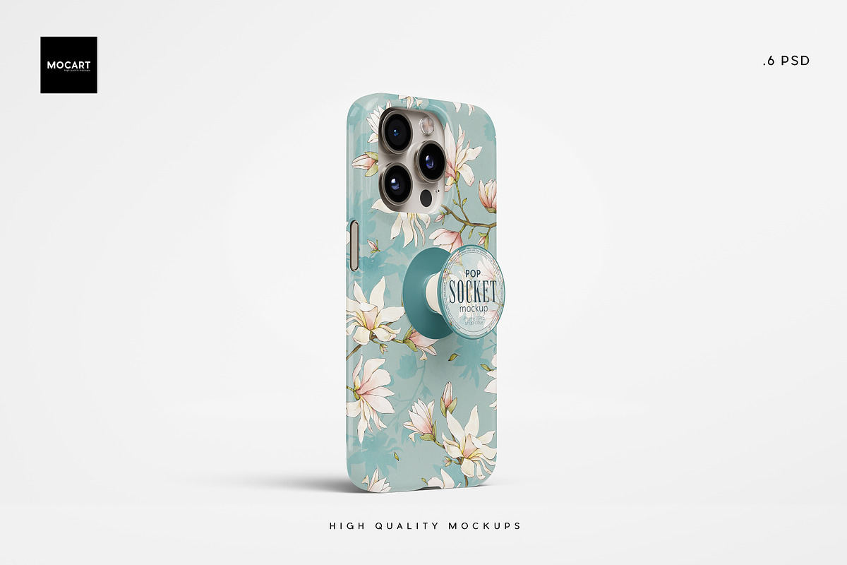 Popsocket iPhone 15Pro Case Mockup, a Device Mockup by Mocart