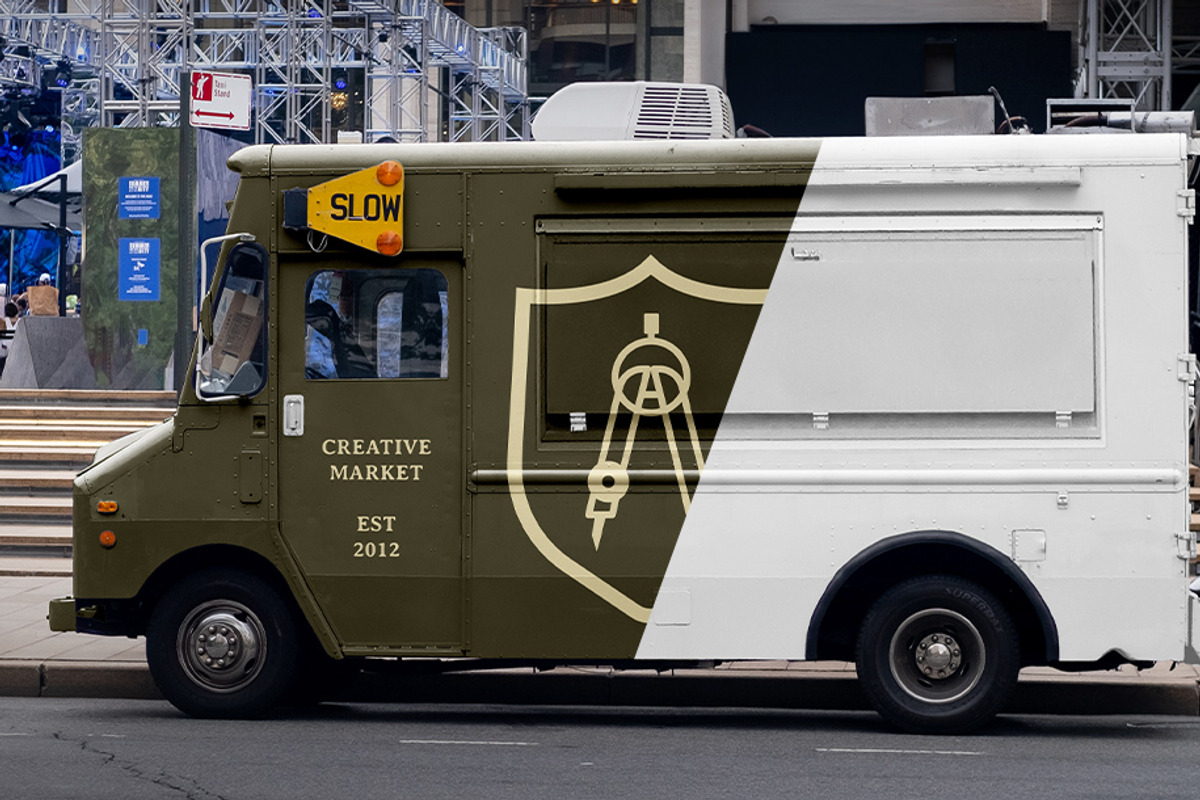 Food Truck PSD Mockup Template, a Packaging Mockup by SUH-NY (Photo 1 of 13)
