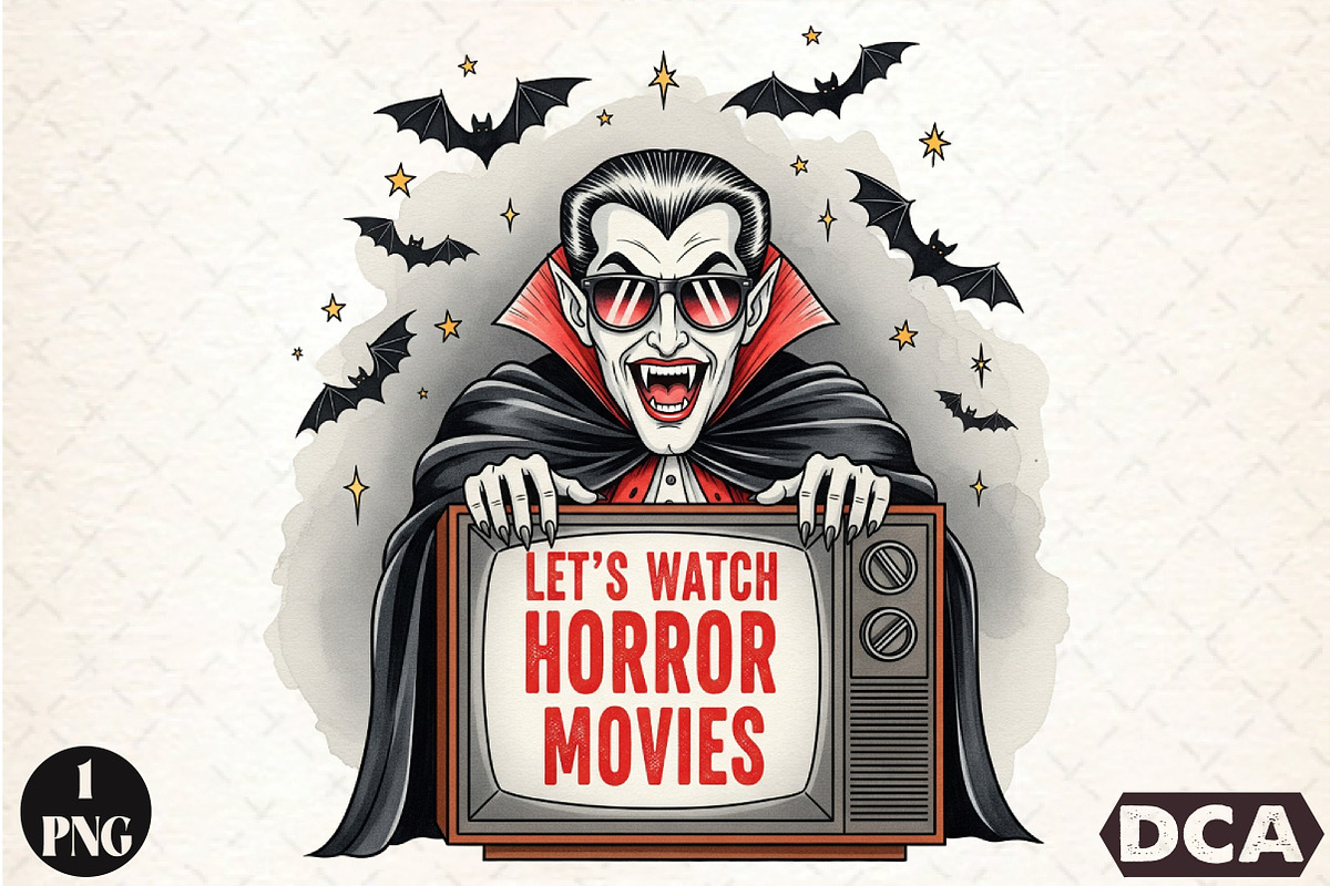 Let's Watch Horror Movies Halloween, an Illustration by DreamCafeArt (Photo 1 of 7)