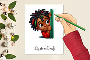 Peeking African American Little Boy, a Work Illustration by Dream Creation (Thumbnail 2 of 5)