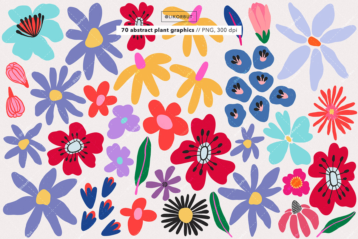 Abstract Modern Flowers Graphics, an Illustration by likorbut (Photo 3 of 7)