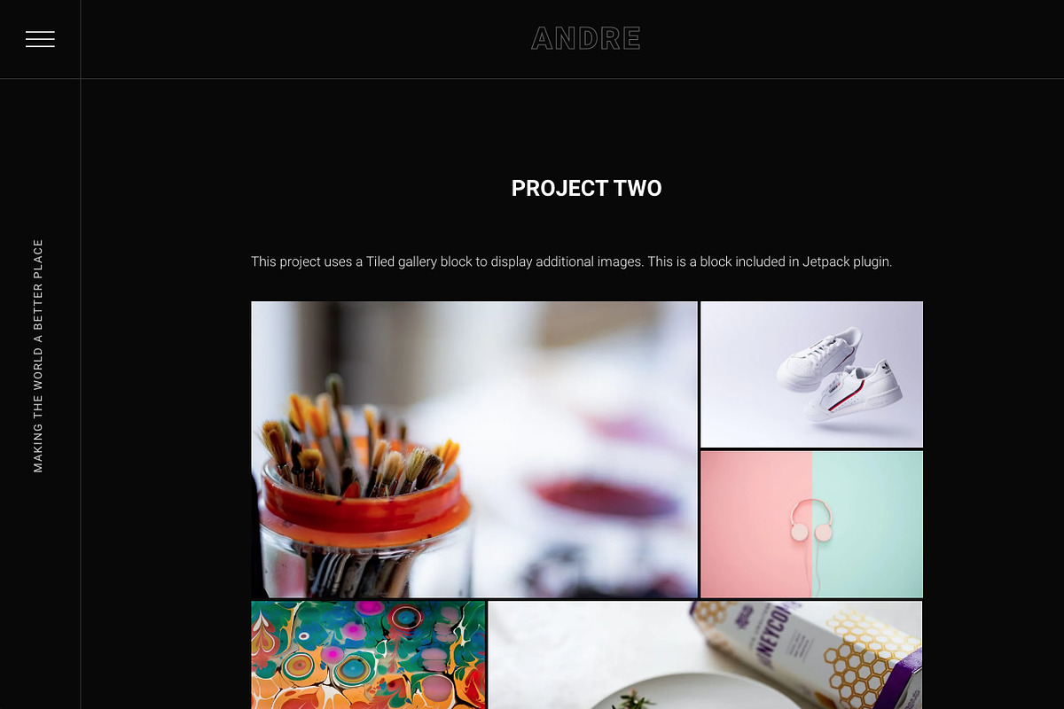 Andre - Modern portfolio WP theme, a WordPress Template by Viva Themes (Photo 2 of 2)