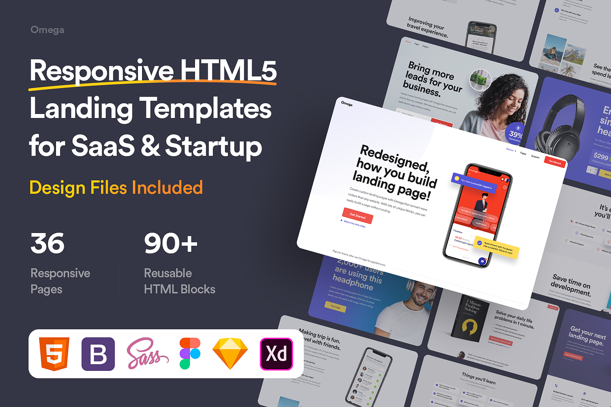 Omega - HTML5 Landing Templates, a HTML Template by FinestDevs (Photo 1 of 6)