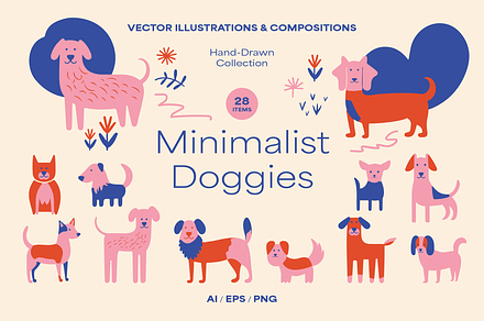 Modern Dog Illustration Set, an Animal Illustration by Sarah Baker