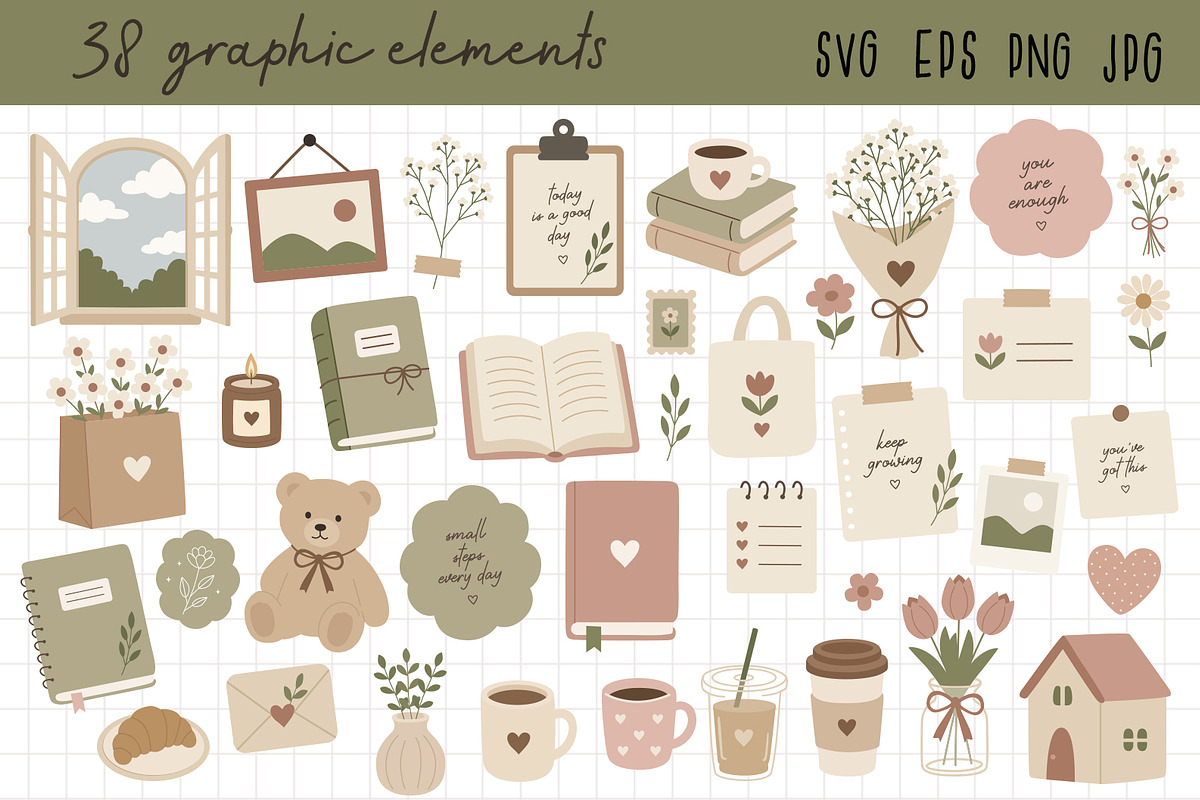 Cozy Neutral Vector Clipart Pack, an Object Illustration by NataKa (Photo 2 of 4)