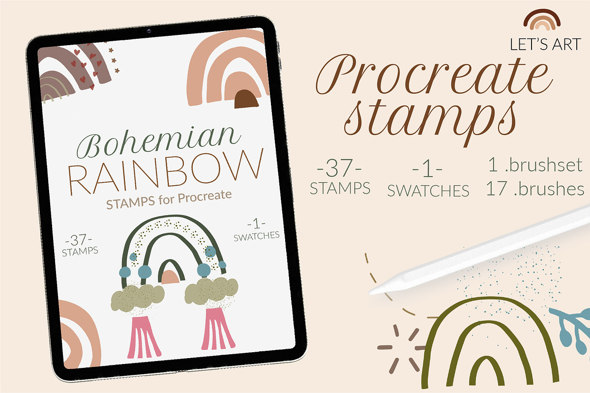 Stamp brushes bundle for Procreate, a Brush Add-On by Let's Art (Photo 16 of 19)