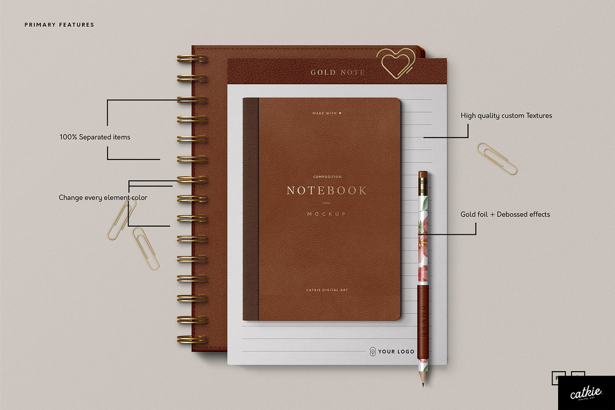 Leather Stationery Mockup Bundle, a Pens & Pencil Mockup by Catkie - Digital Art (Photo 2 of 29)