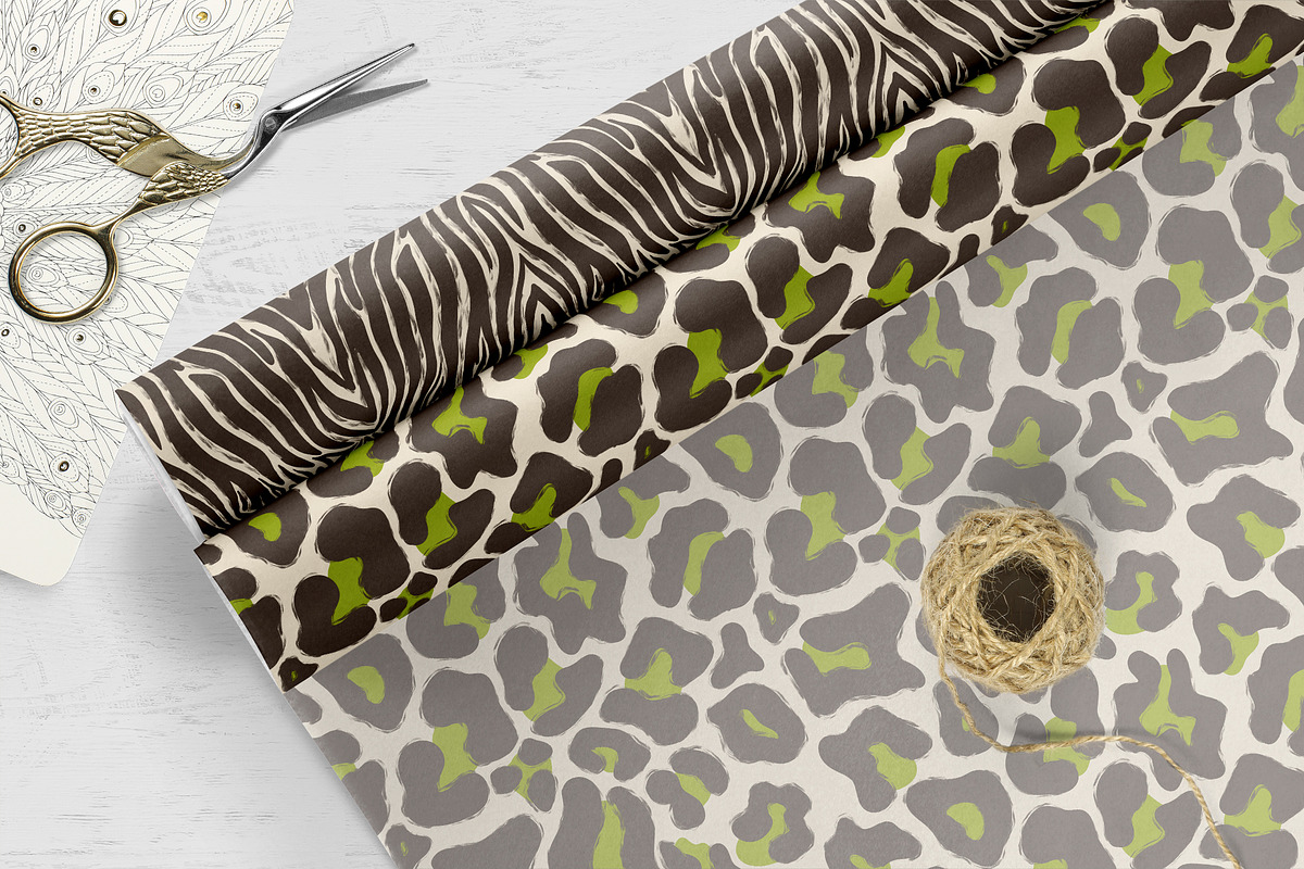 Wild Animal Prints Set Coffe & Lime, a Pattern Graphic by Oksana Dovhopol Art (Photo 6 of 19)
