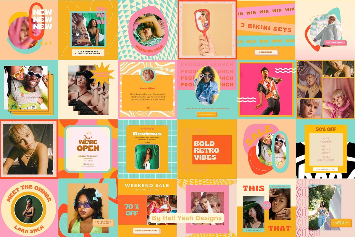 Retro Bold Instagram Post Templates, a Social Media Template by Hell Yeah Designs (Photo 6 of 8)