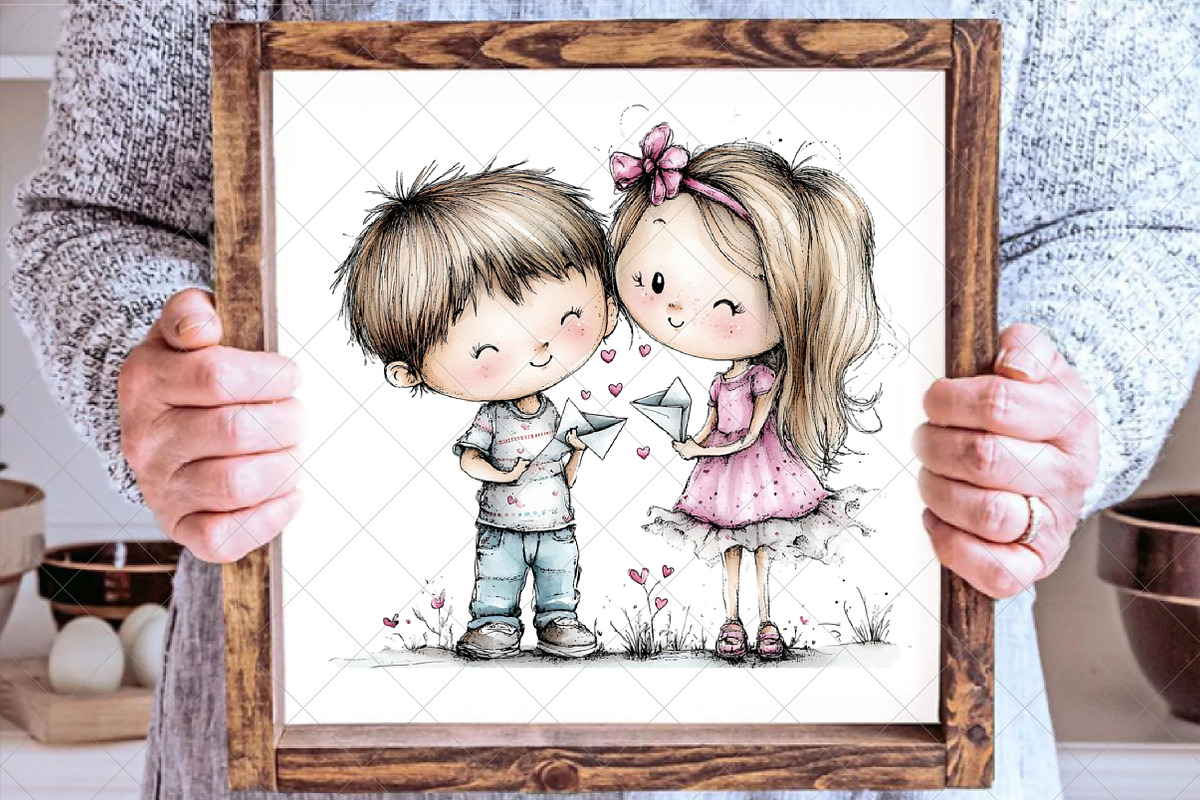 Sweet Pastel Valentine Couple Clipar, an Illustration by SinaCreation (Photo 5 of 6)
