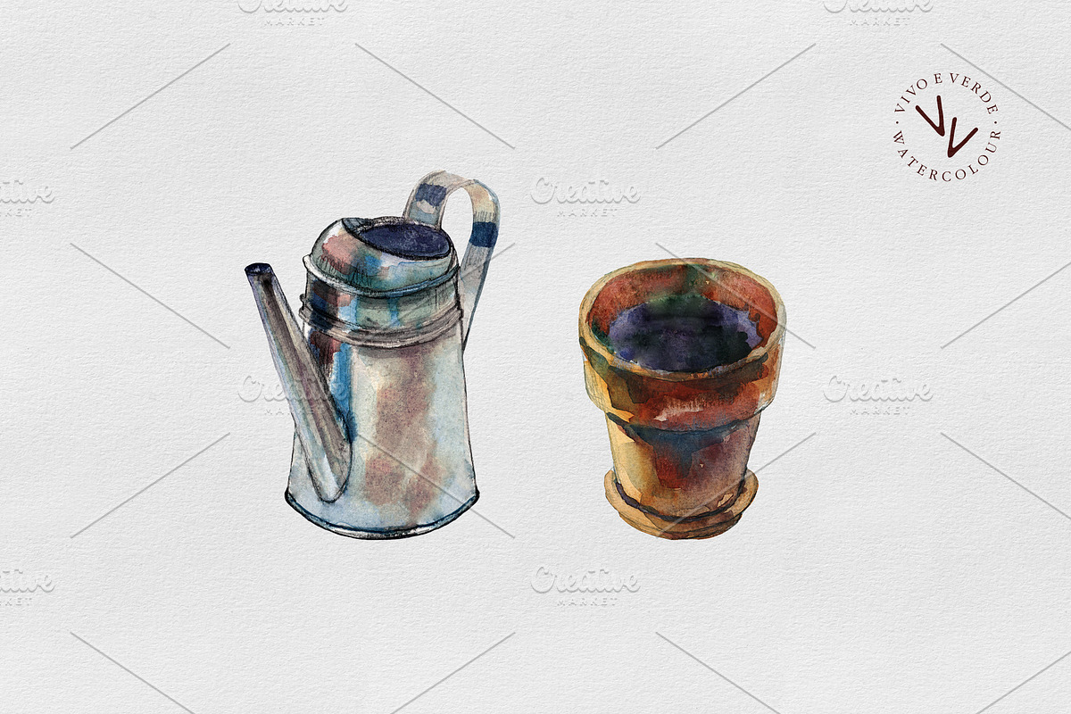 3 herbs in flowerpots watercolour, an Illustration by vivo e verde (Photo 7 of 11)