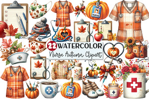 Nurse Fall Autumn Clipart, an Illustration by Rose Art