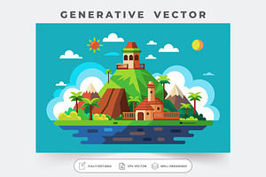 A vibrant island showcases lush land, a Graphic by SouravDesign