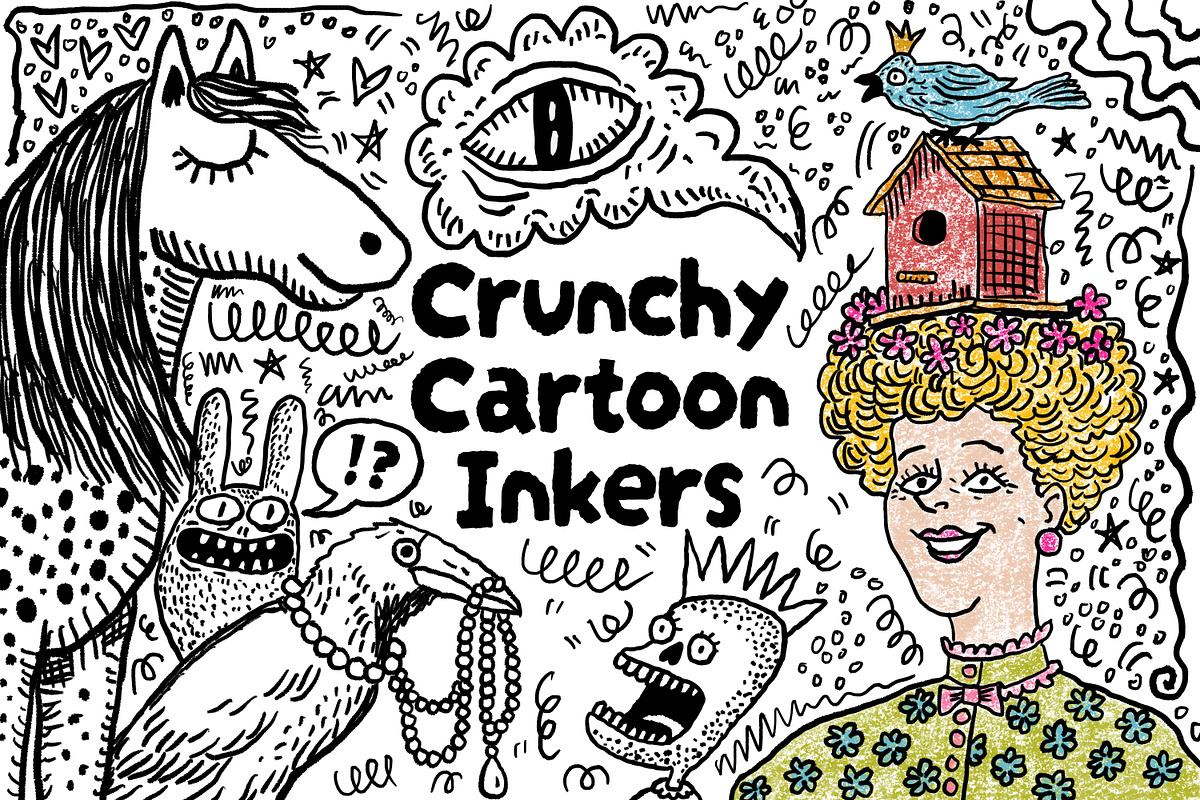 Crunchy Cartoon Inkers Brushes, a Brush Add-On by Heather Green Designs (Photo 2 of 10)