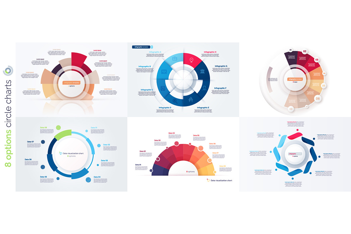 8 option infographic vector designs, a Templates & Theme by rikkyal