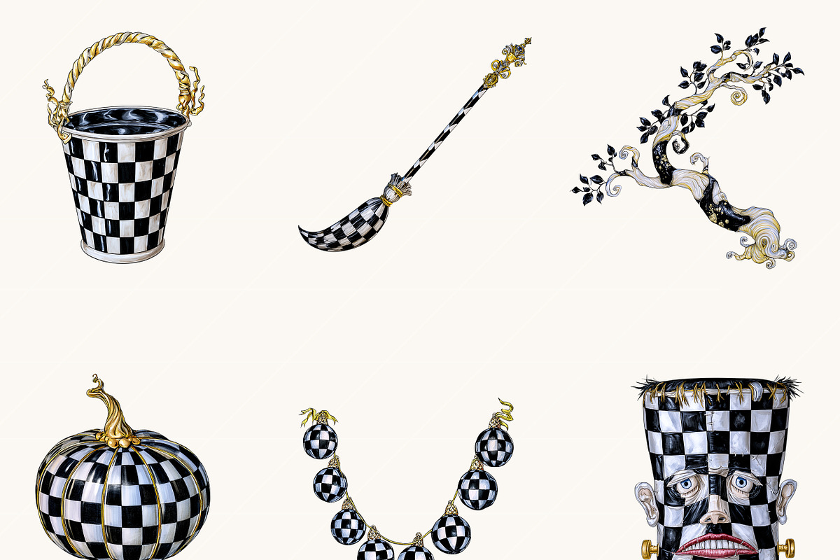 Black & White Checkered Halloween, a Seasonal Illustration by BusyDaydesign (Photo 3 of 9)