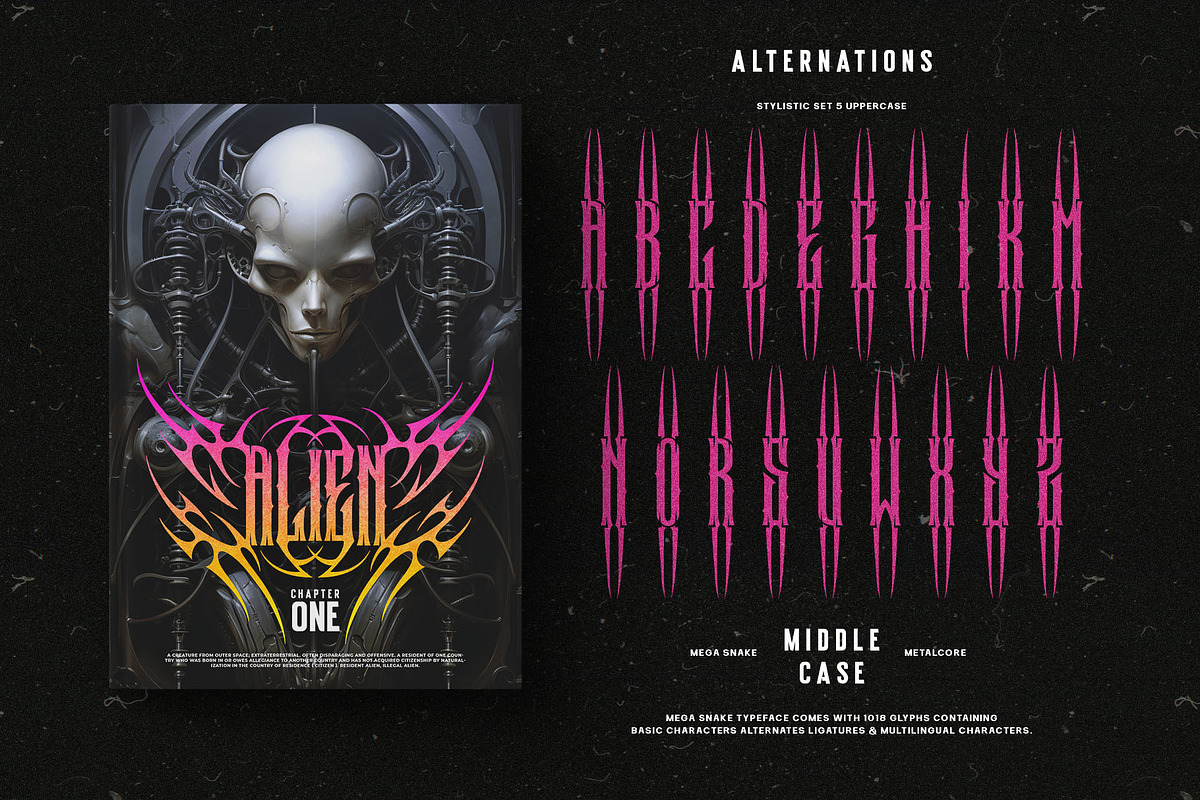 Mega Snake Typeface, a Blackletter Font by alit design (Photo 12 of 20)