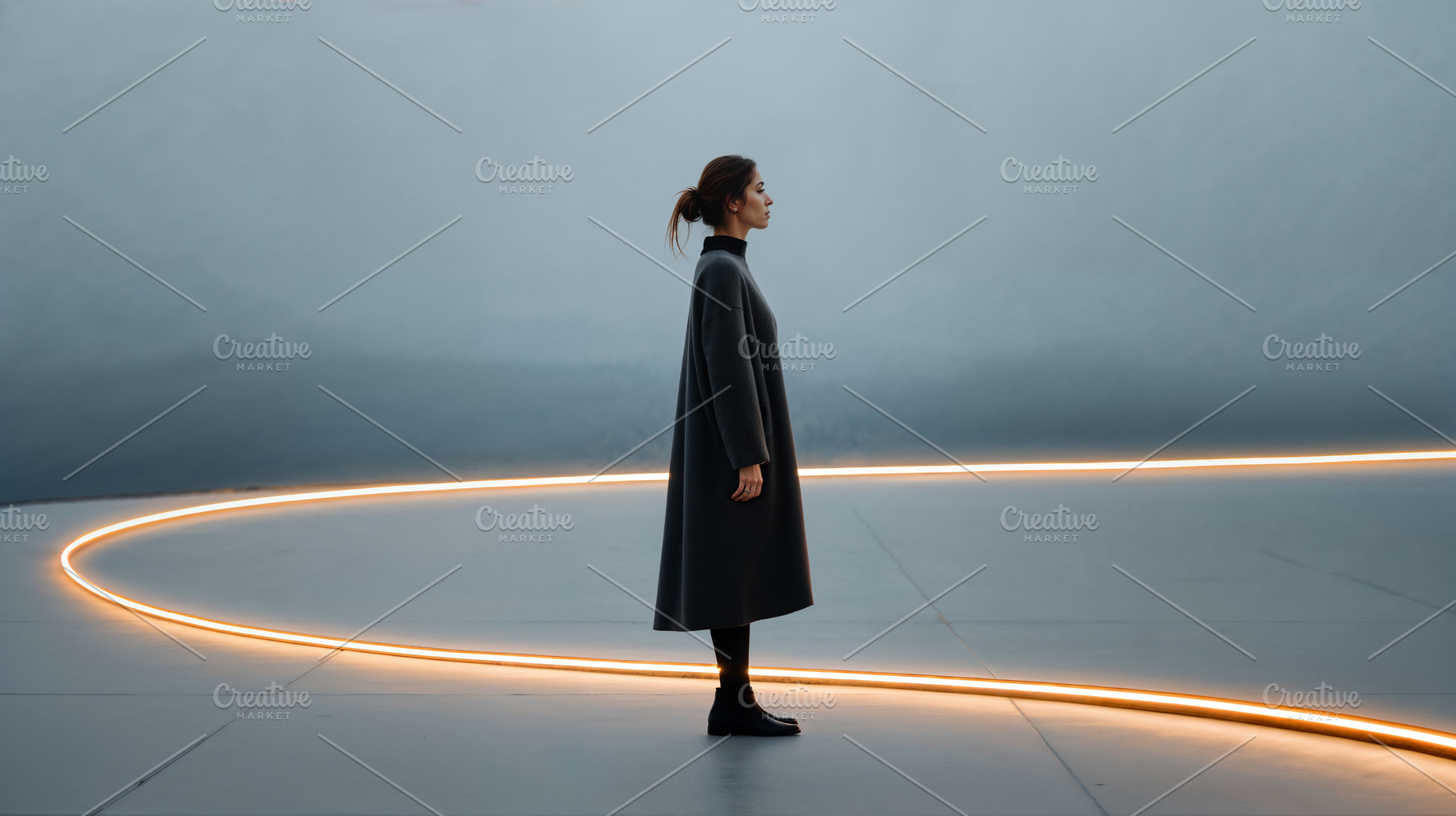 Creative portrait of a woman standing in a modern space with light, a Person Photo by OSORIOartist