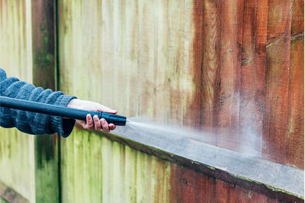 Cleaning of Wood Fence with pressure, a Nature Photo by MAnuta