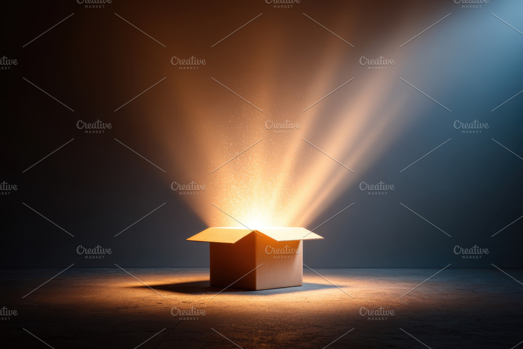 Mysterious glowing box in dark setting, an Abstract Photo by AlyaAnd