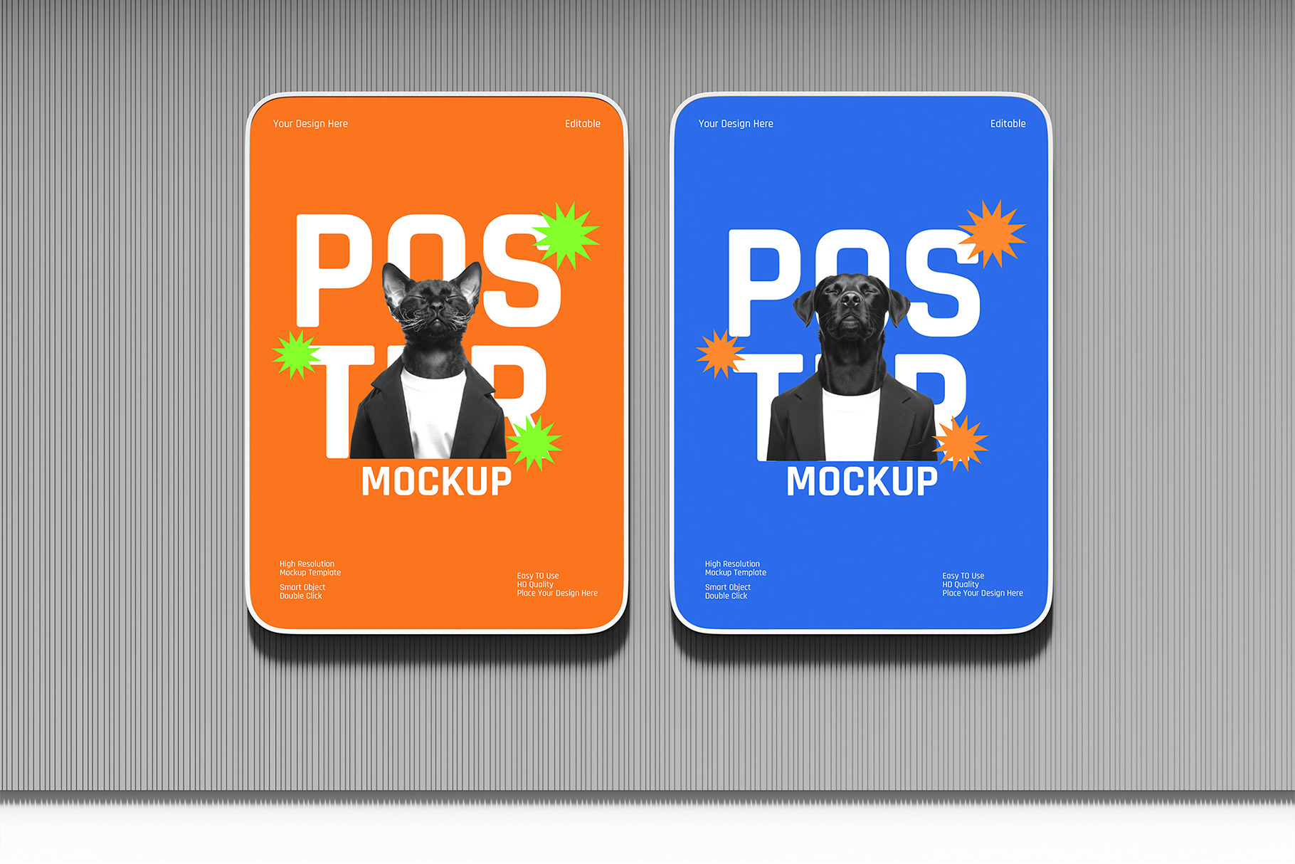 Two Wall Poster Frame PSD Mockup