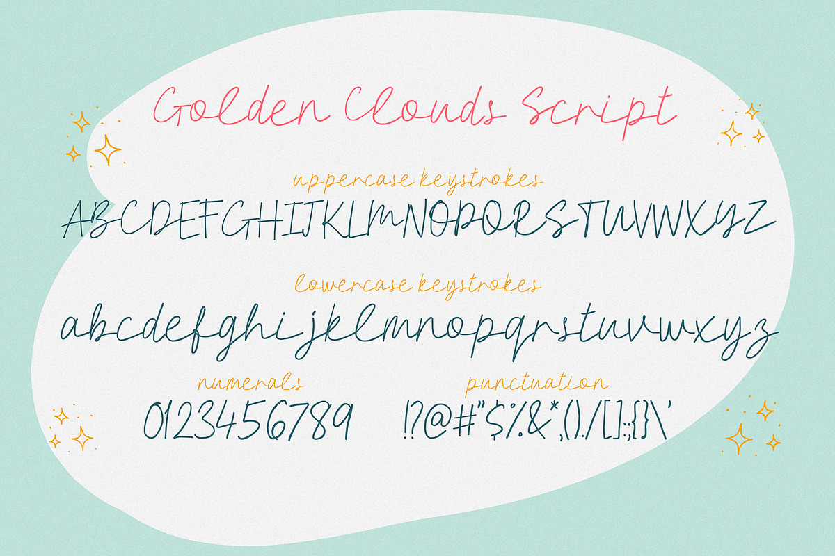 Golden Clouds Font Duo & Doodles, a Script Font by Anastasia Cuza (Photo 4 of 12)