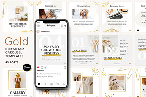 Gold Instagram Carousel Posts Canva