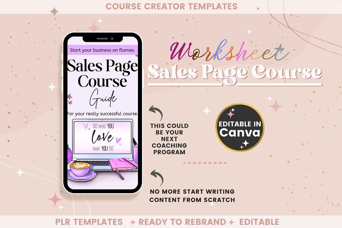 Sales Page Course Guide Worksheet, a Templates & Theme by bellaROSEworkshop (Photo 2 of 10)