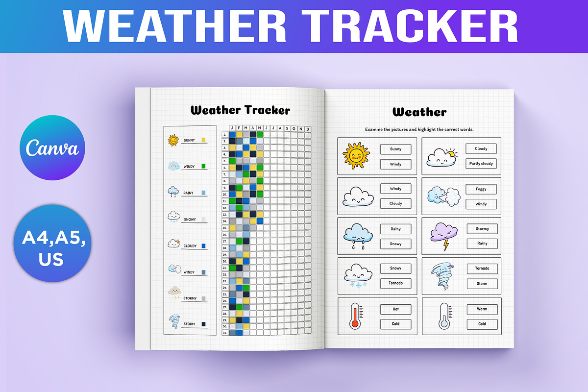Weather Tracker Canva Interior, a Stationery Template by Designmela01 (Photo 1 of 3)