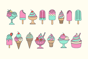 Cute Pastel Ice Cream Vector Set, a Food Illustration by MkStudio