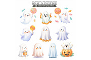 Watercolor Halloween Clipart Bundle, an Illustration by CharmClipart (Thumbnail 4 of 9)