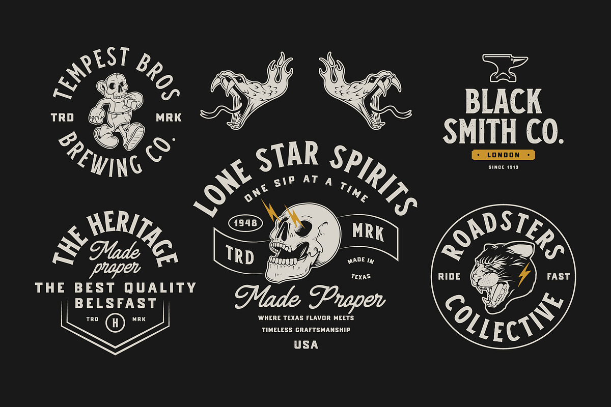 Oldschool Apparel logos 2, a Branding & Logo Template by Davide Bassu (Photo 8 of 11)