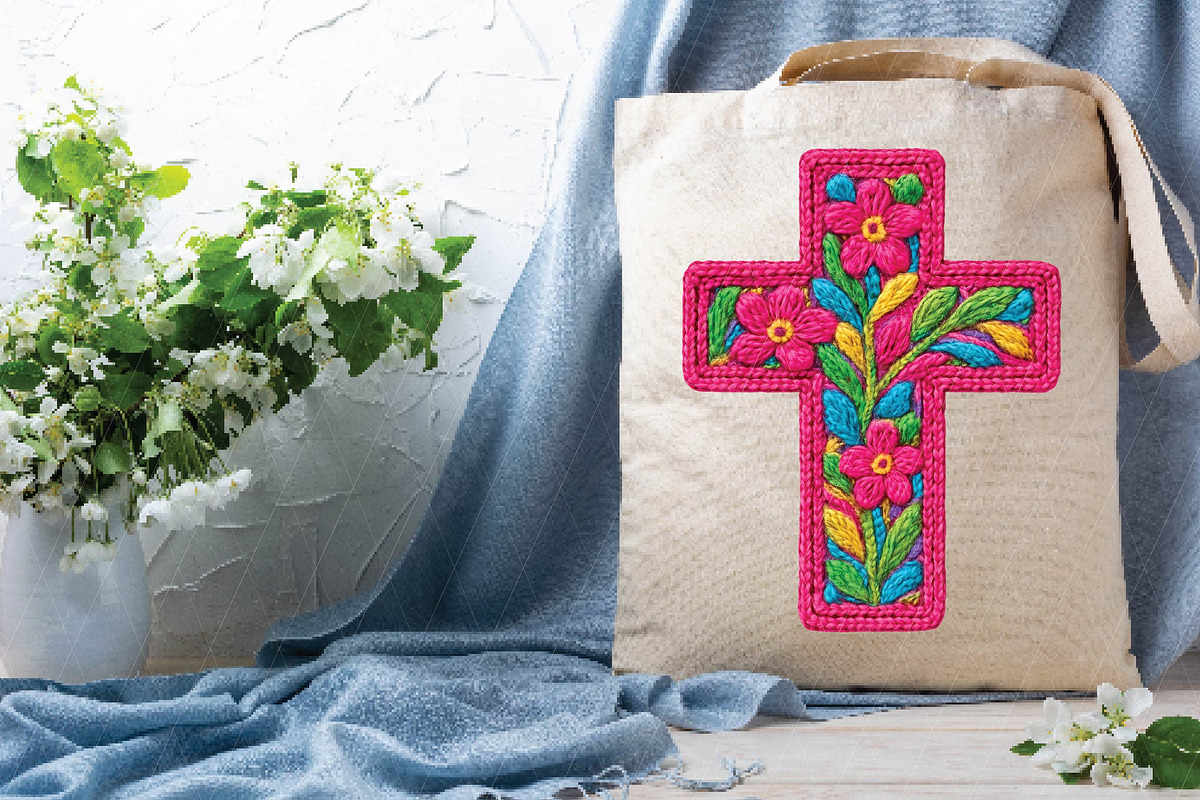 Pink Floral Cross, Easter Cross Png, an Illustration by DreamPrint404 (Photo 5 of 7)