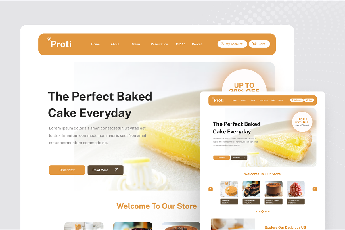 Proti - Bakery Shop Landing Page, a Landing Page Template by SquidPixey (Photo 2 of 5)