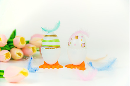 Beautiful Easter decor on a white, a Holiday Photo by yanadjana