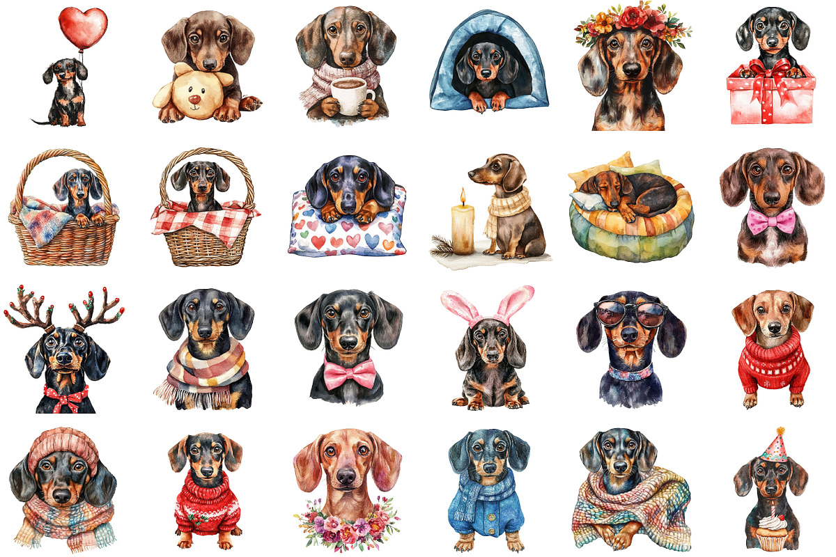 Dachshund Clipart Cozy Dog Png, an Illustration by Sublimation Artist (Photo 2 of 6)