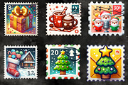 Cute Christmas Stamp & Envelope Set, an Illustration by RobertsArt (Thumbnail 4 of 6)
