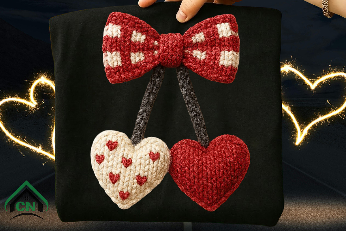 Knitted Bow with Double Hearts Png, an Illustration by Craft Nest (Photo 5 of 6)