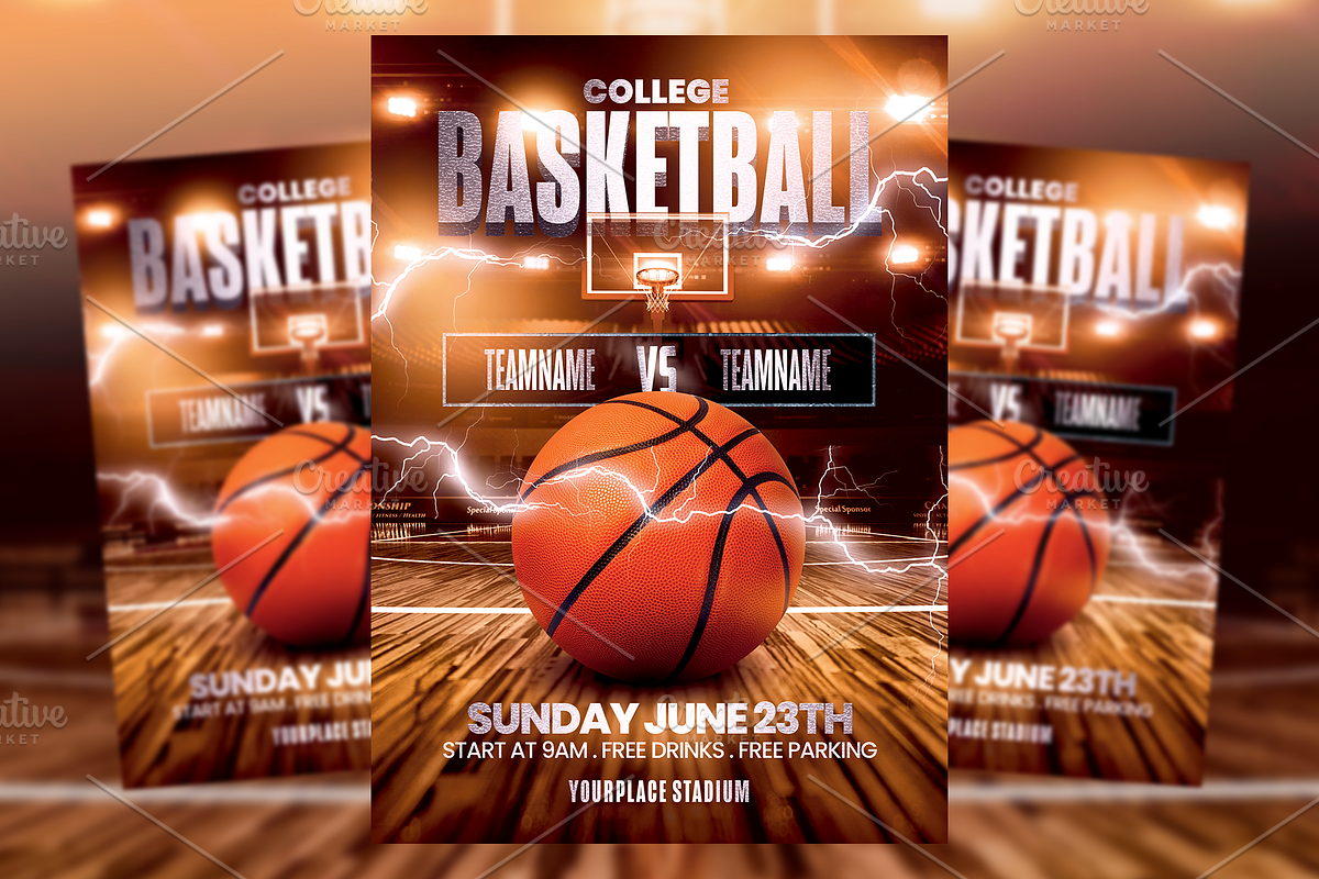 College Basketball Flyer Template, a Flyer Template by Rome B Creation